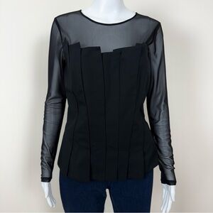 Anne Fontaine Black Sheer Long Sleeve Blouse